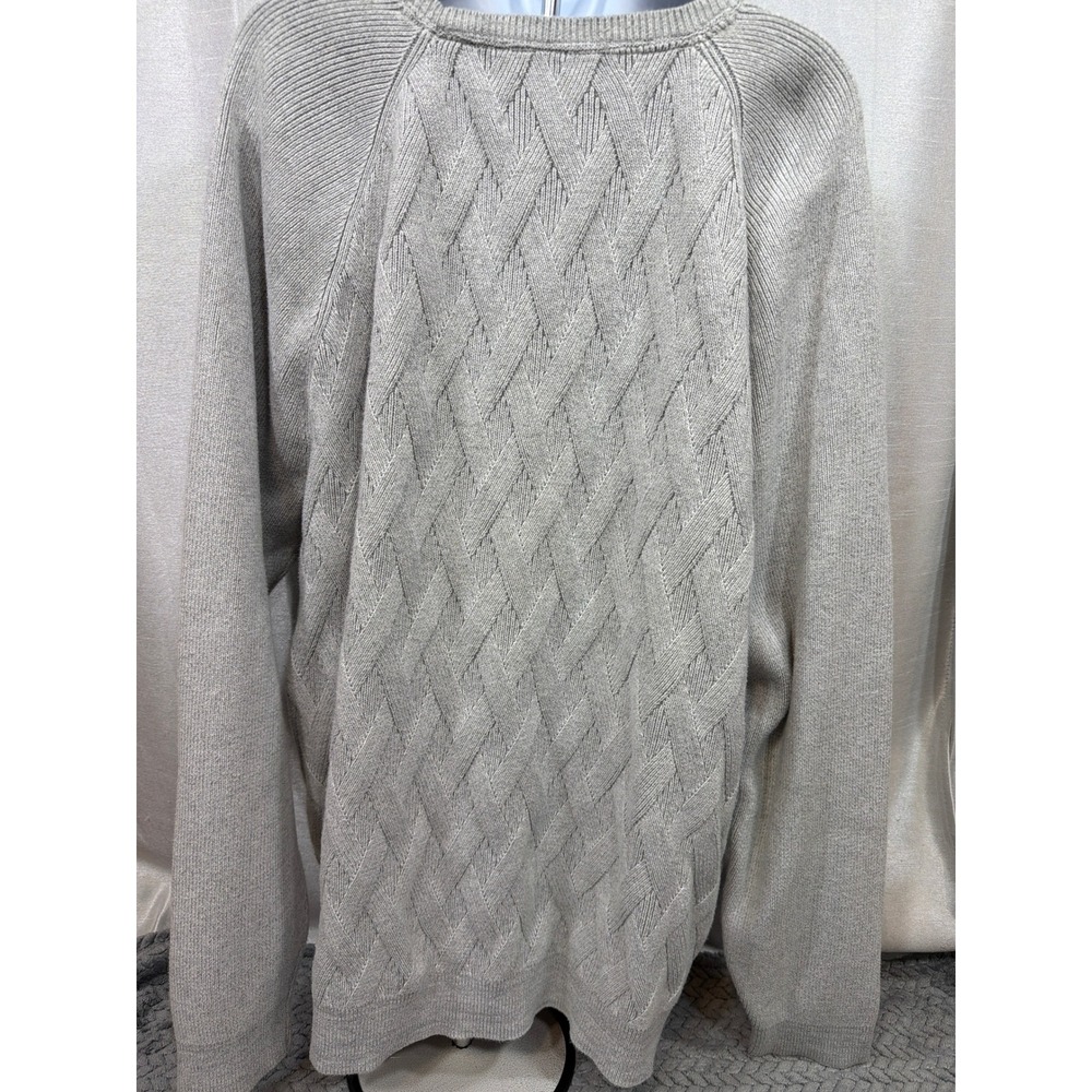 Tommy Bahama Gray Cotton Basketweave Cable Knit Pullover Sweater Womens 3XL - Picture 3 of 5